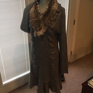 Sweater dress with faux trim